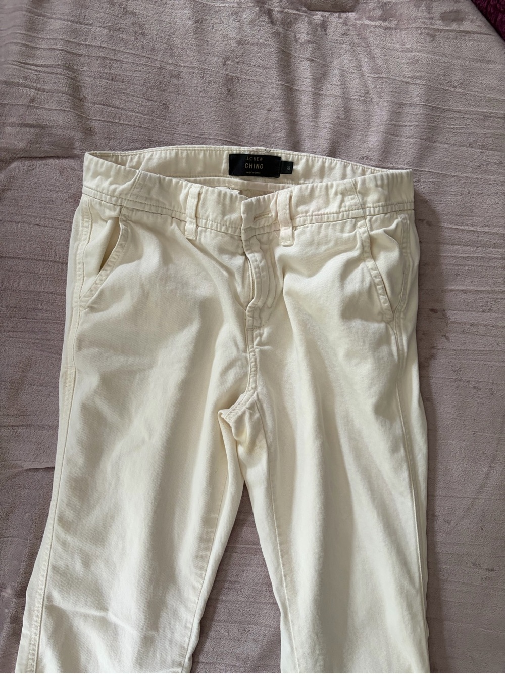 J.Crew Cotton Chino Pants Women’s Size 0 Petite Tapered Leg Cream Mid Rise - Picture 2 of 8